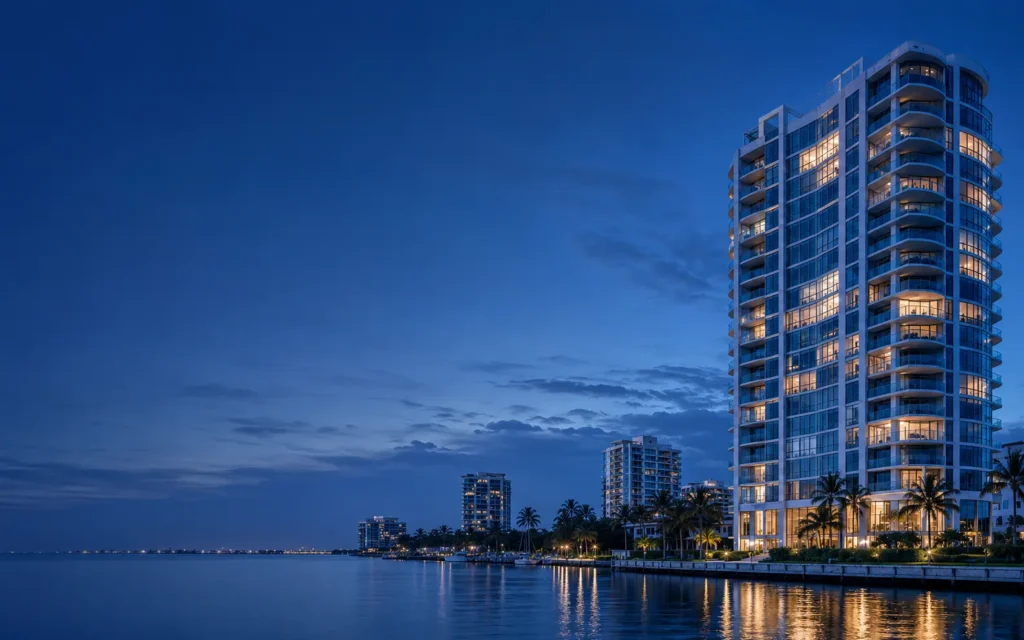 Modern waterfront Florida condominium property