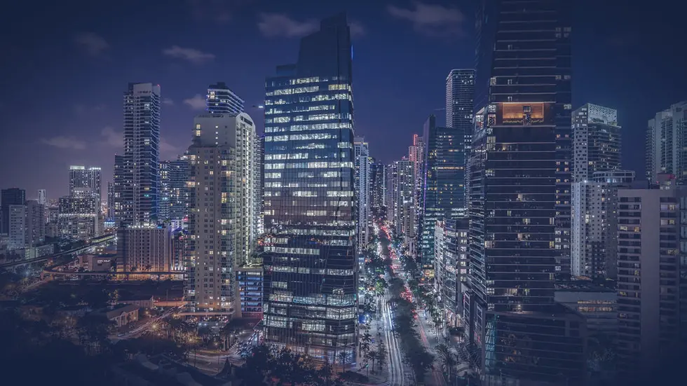 Brickell skyline and waterfront in Miami, Florida